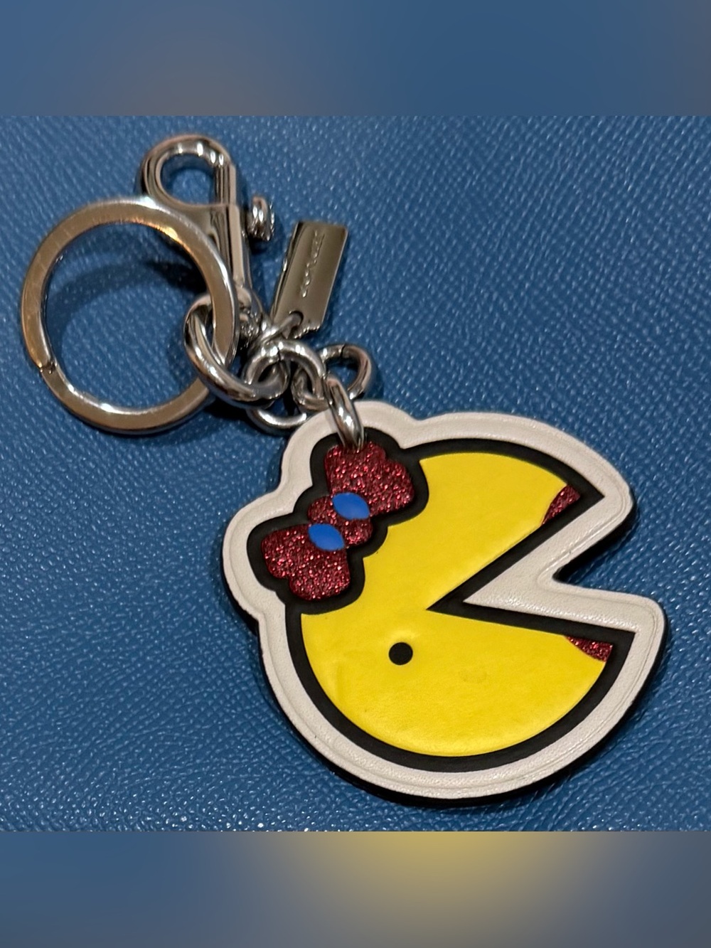 Coach Rare Mrs. Pac-Man Keychain with Glitter Bow Bag Fob